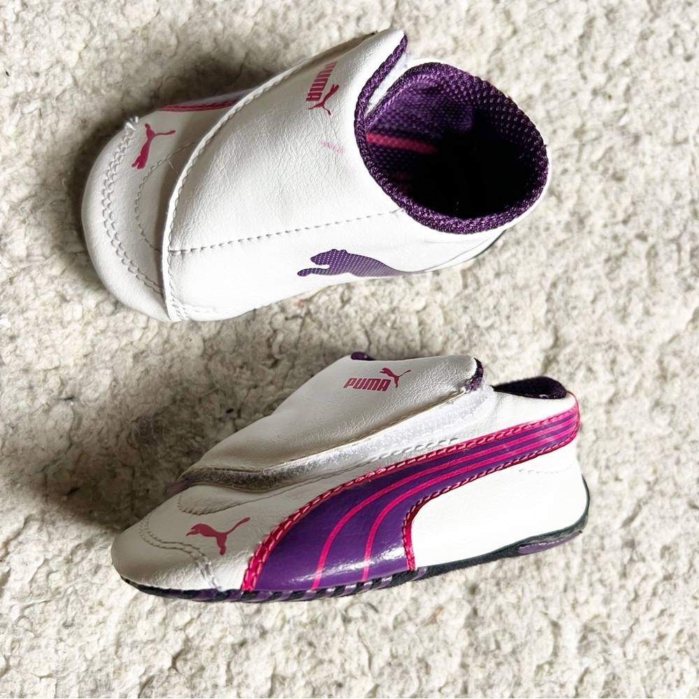 PUMA Infant Crib Shoes Size 3 Pink Soft Sole Sneakers Velcro Pre-Walker - Picture 10 of 10